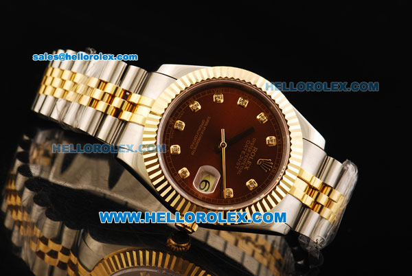 Rolex Datejust II Oyster Perpetual Automatic Movement Steel Case with Diamond Markers and Gold Bezel-Two Tone Strap - Click Image to Close